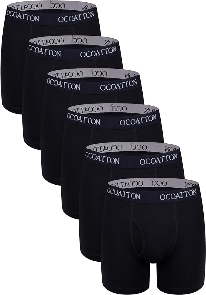 Men's Boxer Briefs Cotton Underwear With Fly 6-Pack