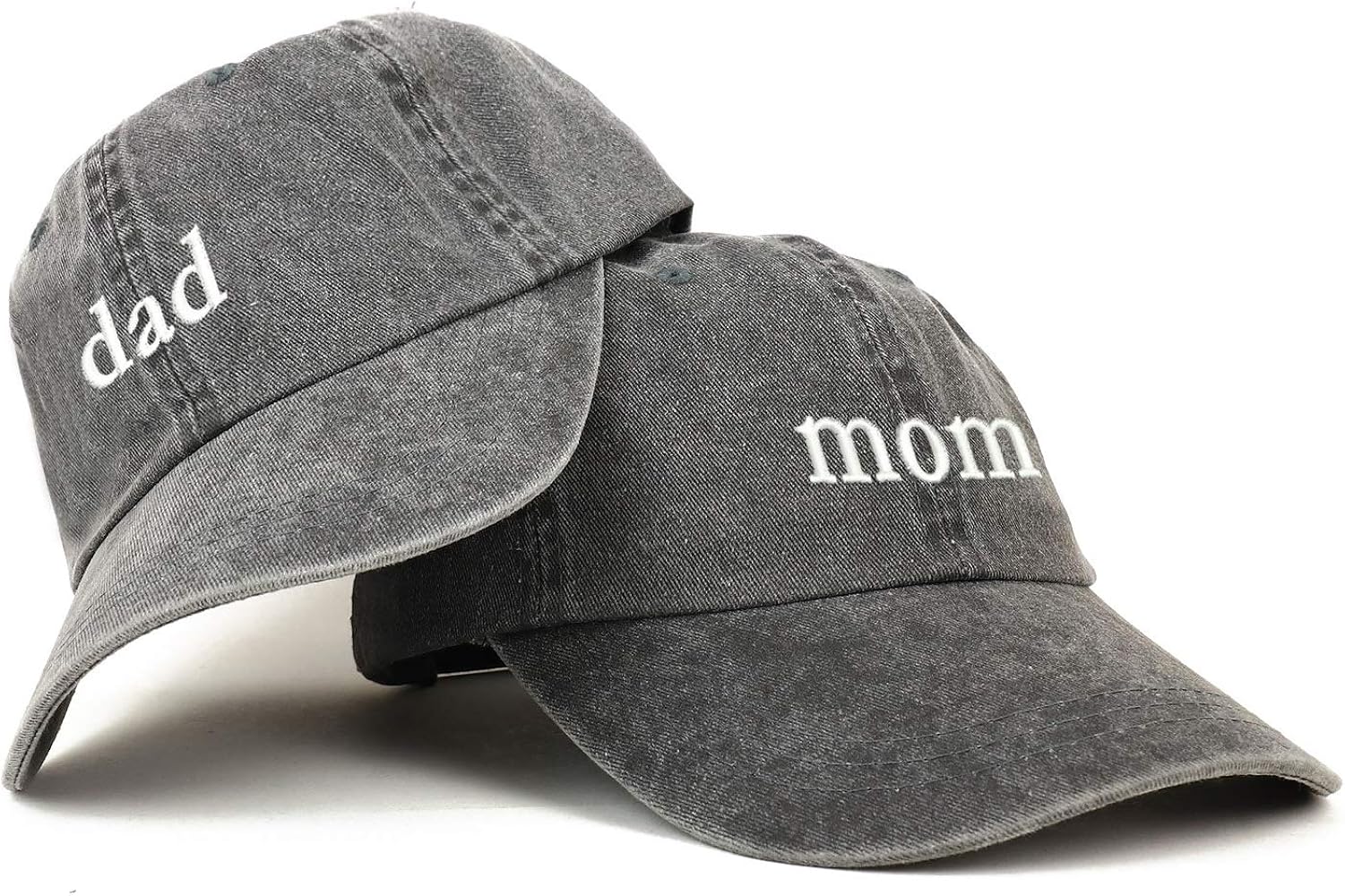 Trendy Apparel Shop Mom and Dad Pigment Dyed Couple 2 Pc Cap Set