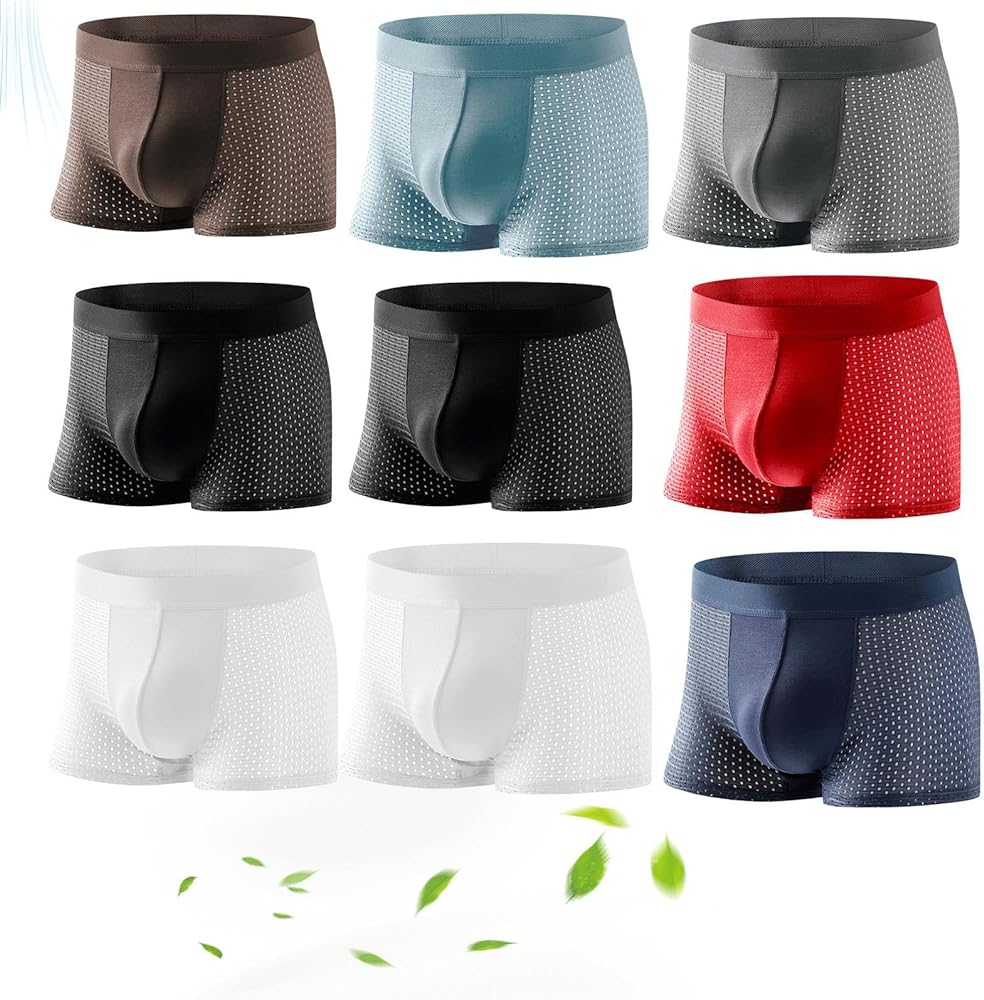 Boxhero Bamboo Fiber Boxer Shorts, Boxhero Briefs, Box Hero Underwear, Bamboo Boxers For Men (US, Alpha, Medium, Regular, Regular, 9pcs)