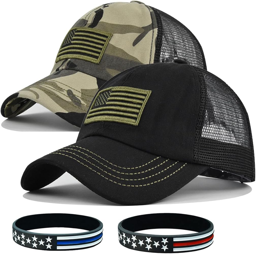 Men's USA American Flag Baseball Cap Embroidered Polo Style Military Army Hat