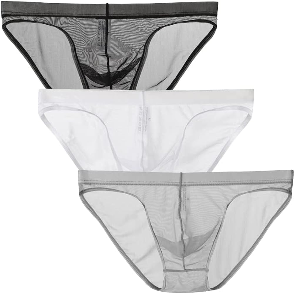 Mens Transparent Mesh Triangle Briefs Underwear See Through Bulge Pouch Underpants Brief