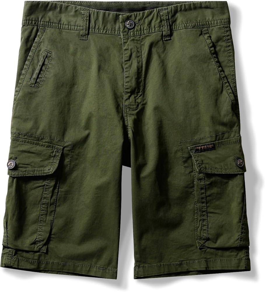 OCHENTA Men's Lightweight Twill Cargo Shorts with Pockets Stretch Cotton Casual Big and Tall