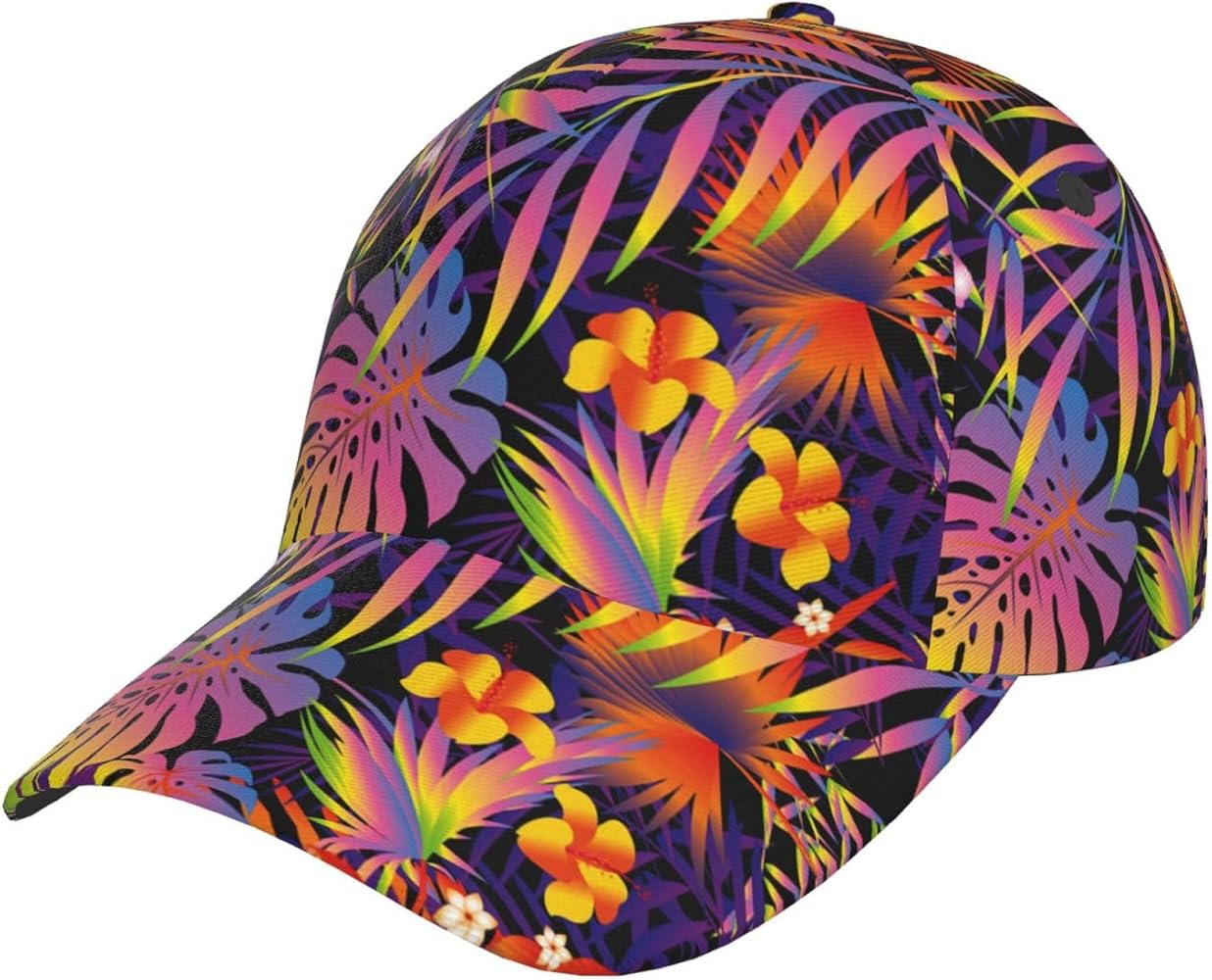 Hawaiian Floral Flower Baseball Cap for Men Women Adjustable Trucker Hat for Running Sports Hiking Beach