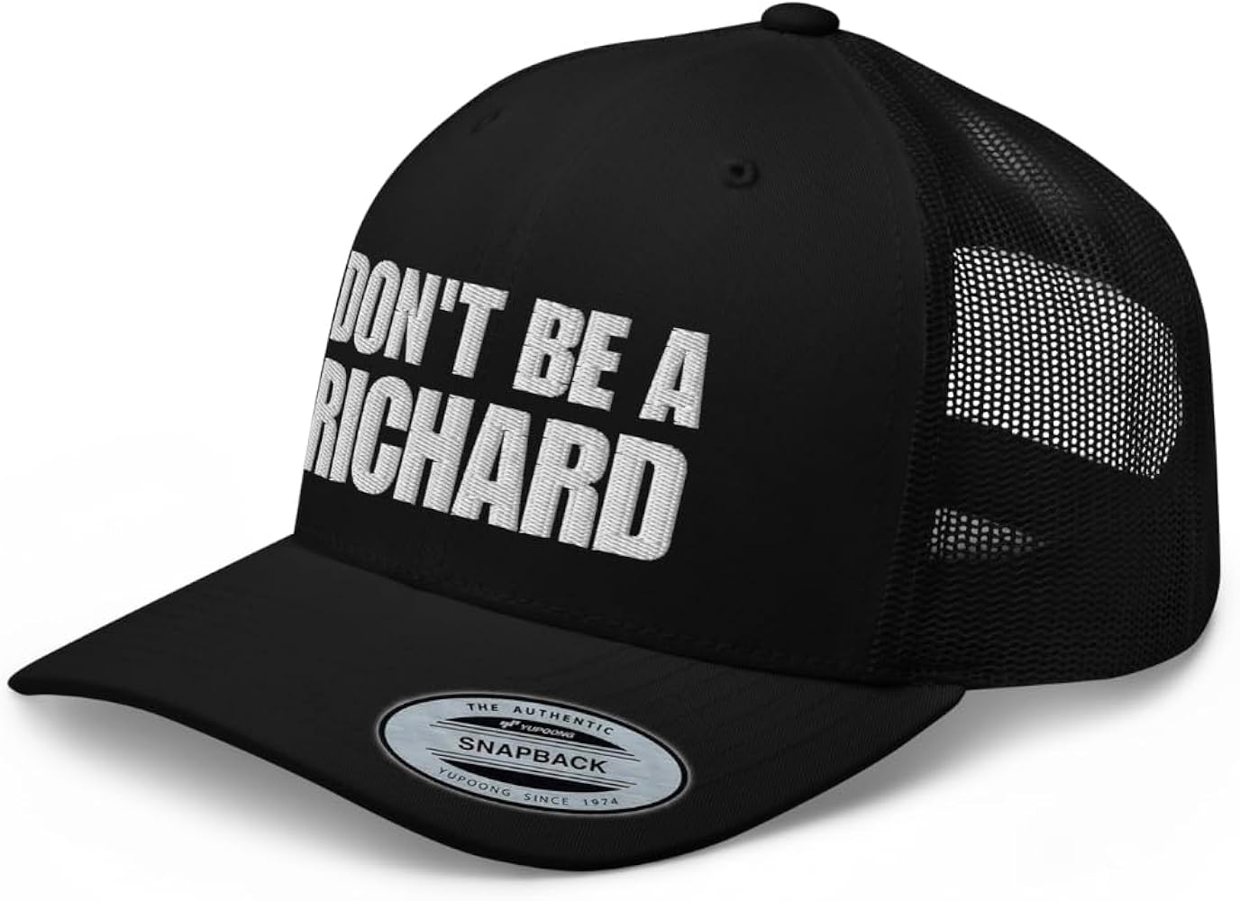 Don't be a Richard B&W Trucker Hat Curved Bill Mid Crown Adjustable Funny Cap