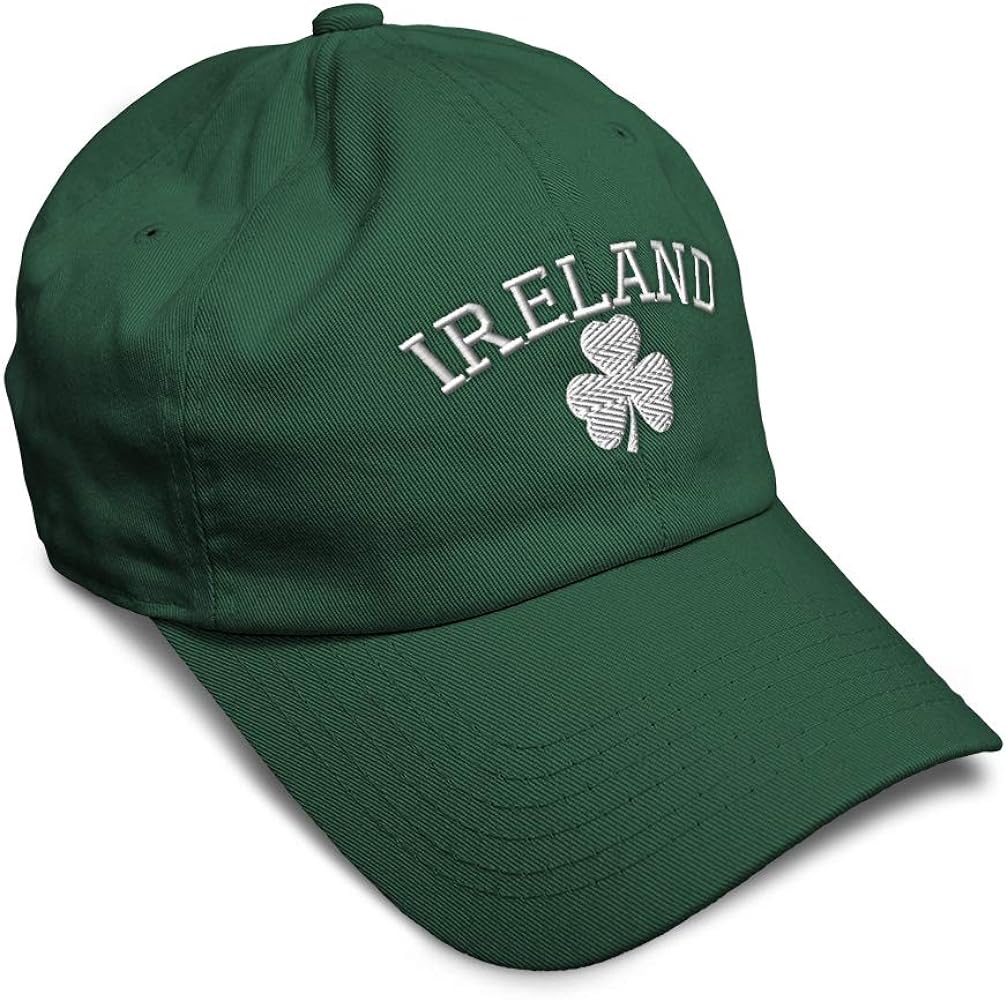 Speedy Pros Soft Baseball Cap Ireland Shamrock White Embroidery Irish Flag Cotton USA Dad Hats for Men & Women