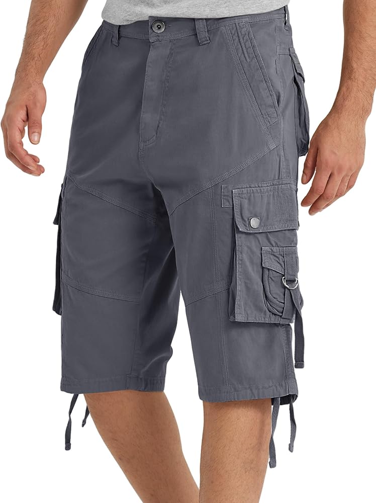 Men's Cargo Shorts Multi Pockets Mens Shorts Classic 13 Inches Cotton