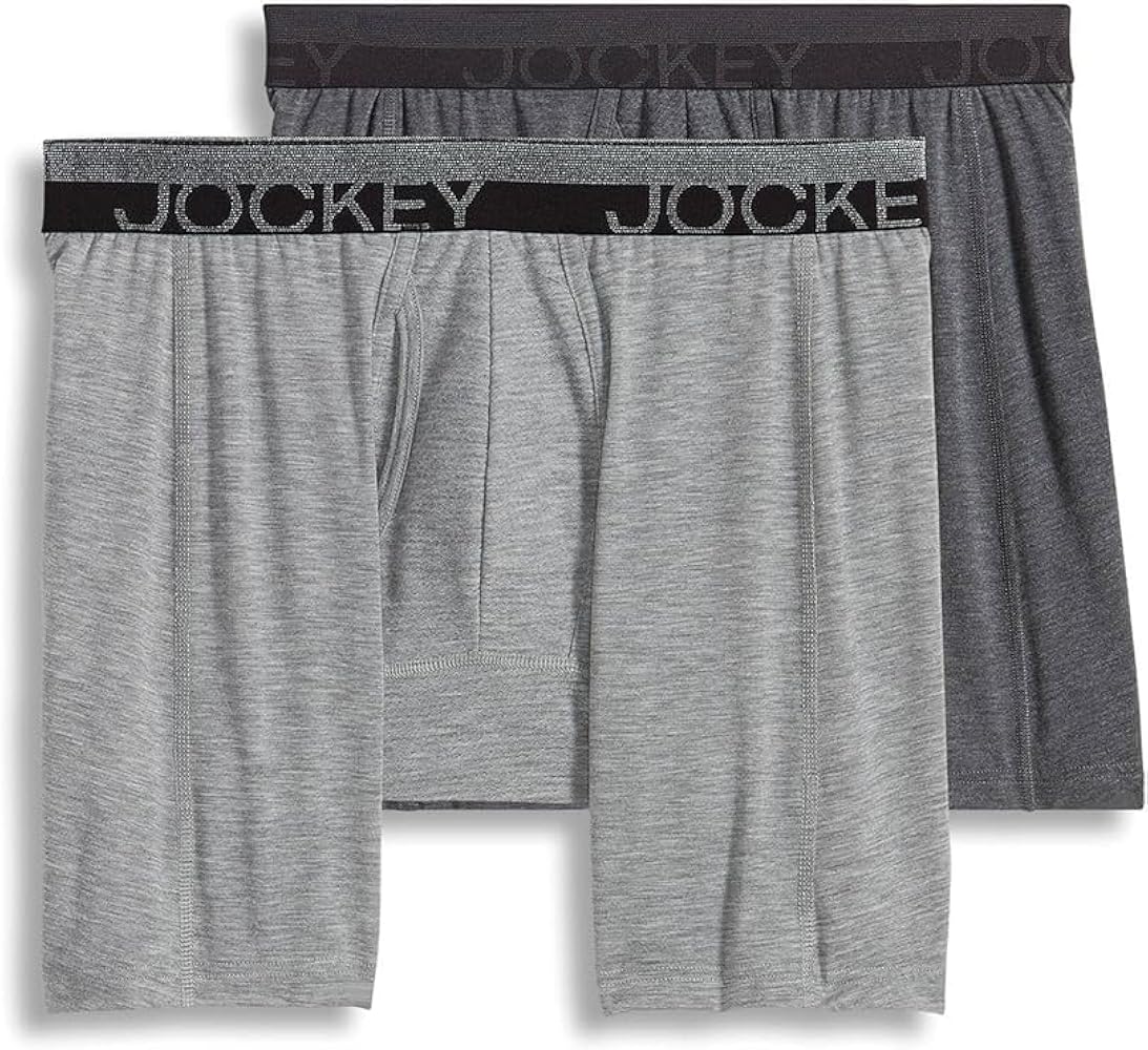 Jockey Men's Underwear Sport Outdoor Boxer Brief - 2 Pack, dark grey heather/light grey heather, M