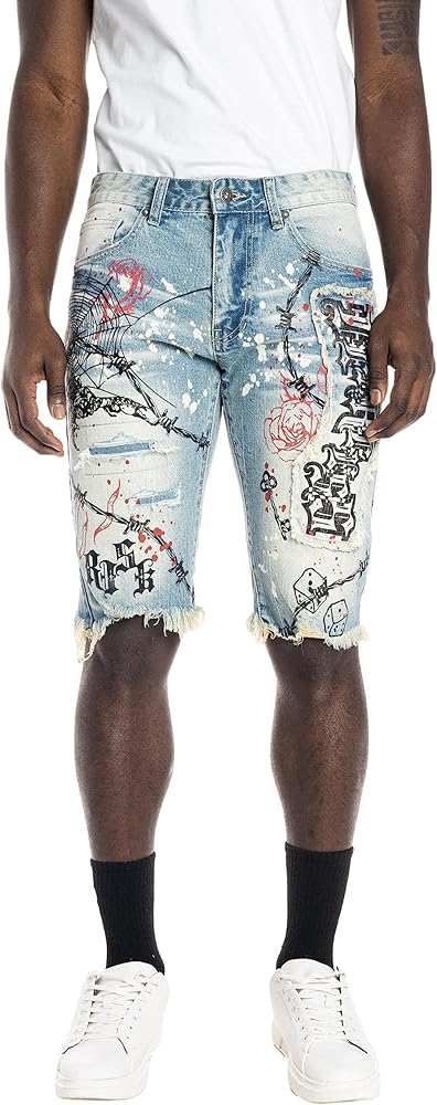 Smoke Rise Men's Fashion Stretch Denim Jean Shorts and Twill Shorts Regular and Big &Tall (40, Scorpion Brighton Blue)