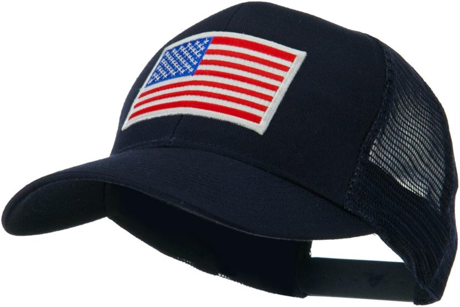 e4Hats.com 6 Panel Mesh American Flag White Patch Cap