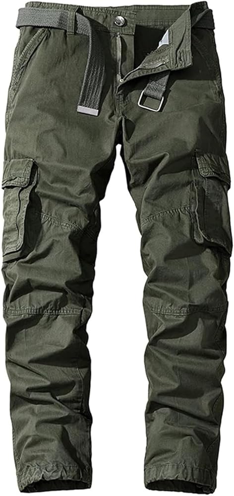 Multi Pockets Cargo Pants for Men Hiking Combat Outdoor Work Trousers Casual Slim Straight Fit Sweatpants