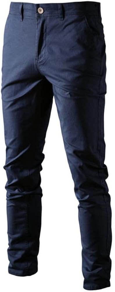 Men's Comfort Slim-fit Stretch Chino Pant Flat Front Solid Casual Pants