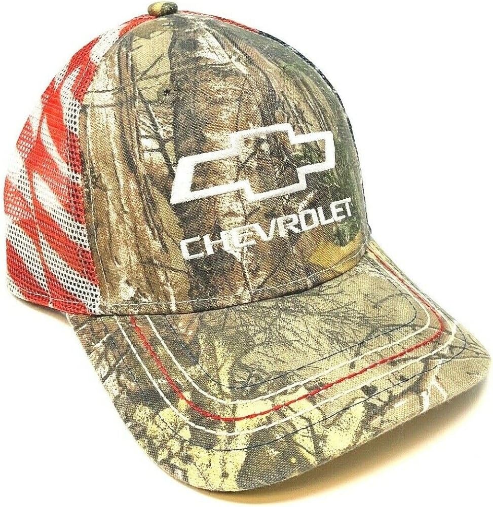 Chevy Logo Realtree Edge Camo & Americana Adjustable Curved Bill Mesh Trucker Snapback Hat