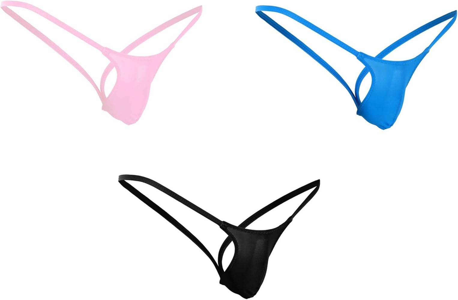 Men's Backless G-string V Back Sissies Tiny Thong Sexy Low Rise Thong 3 Pack