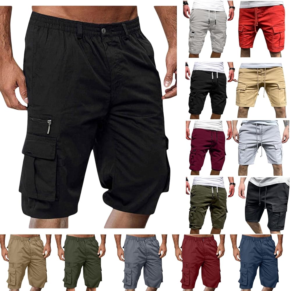 Cargo Shorts for Men Stretch Waist Work Shorts Outdoor Hiking Fishing Cargo Shorts Tactical Athletic Shorts Pockets