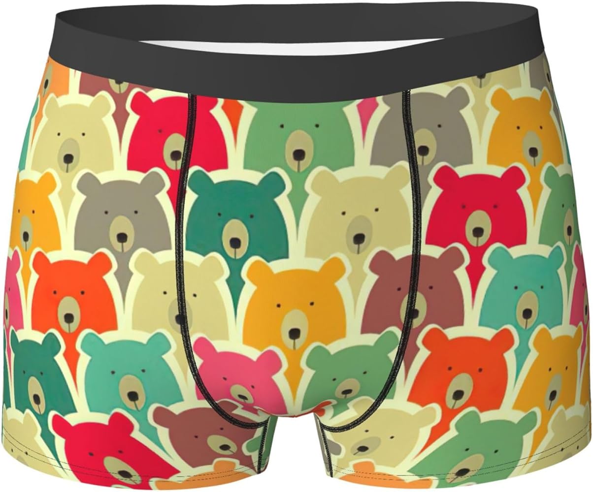 Colorful Bears Print Men's Boxer Briefs Trunks Underwear Athletic Underwear Moisture-Wicking Performance