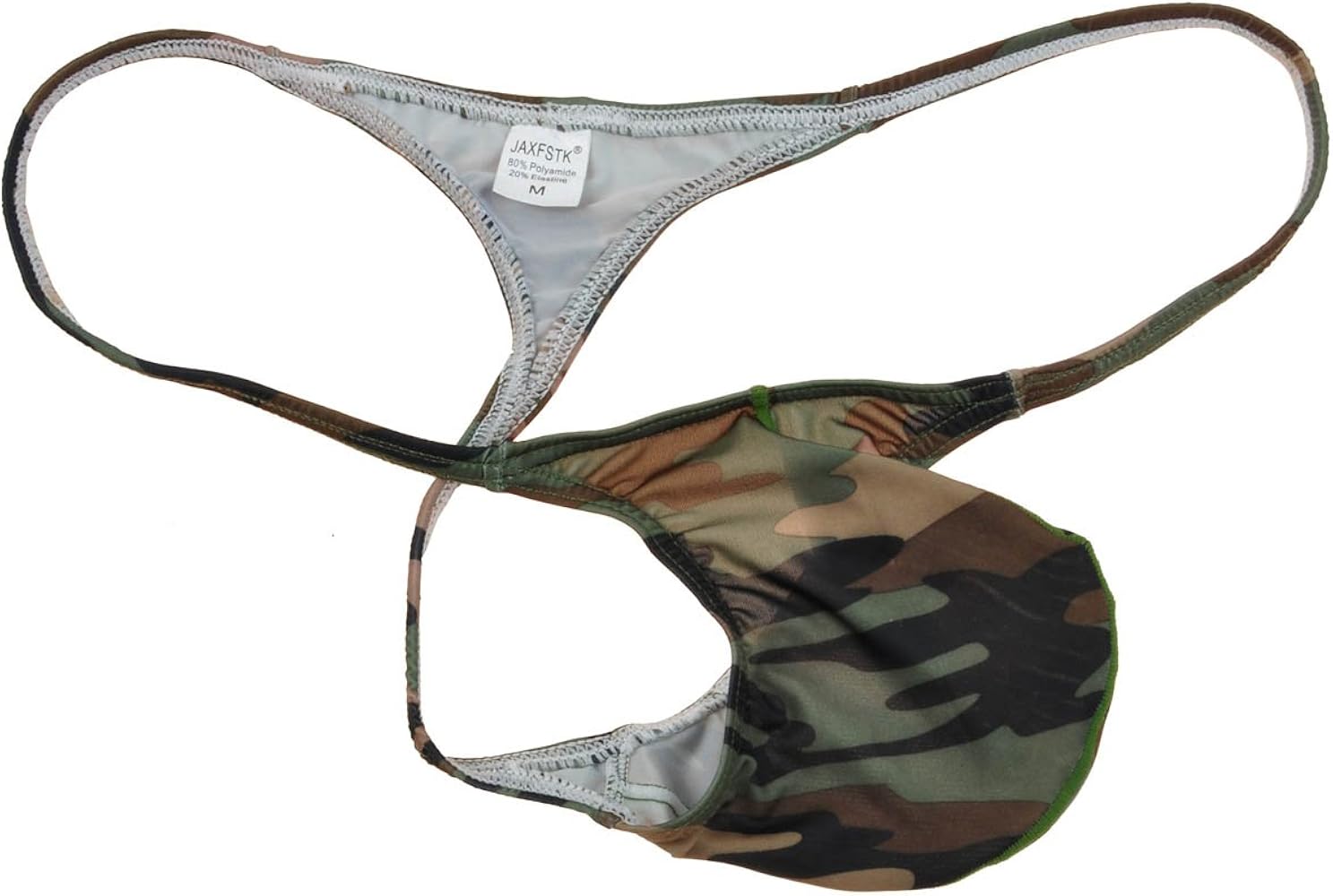 JAXU Men's Camouflage Micro Thong Stretchy String Mini Bikini Guys T-Back Pants