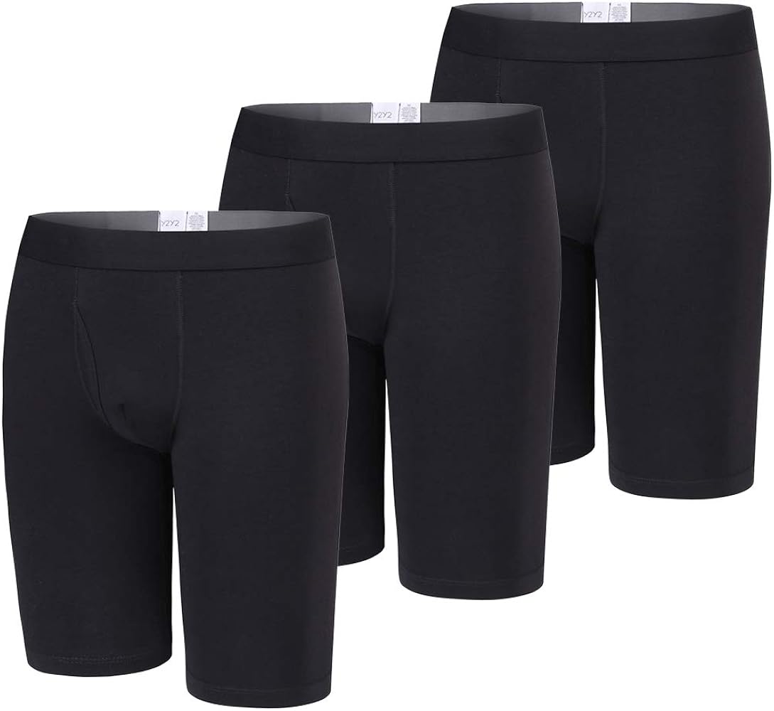 Men's Cotton Stretch Boxer Briefs Long Leg Underwear