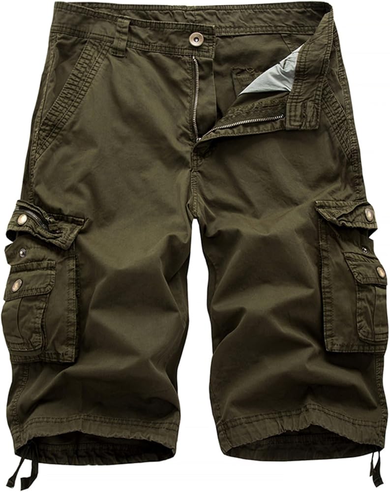 Men's Cargo Multi Pockets Twill Short Shorts