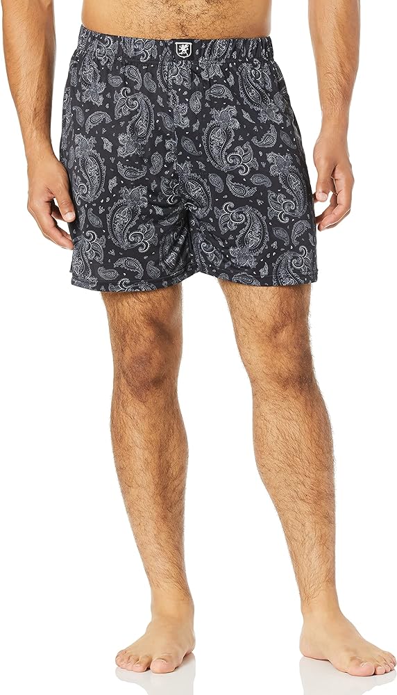 STACY ADAMS Men's Boxer Short, Black Paisley, L