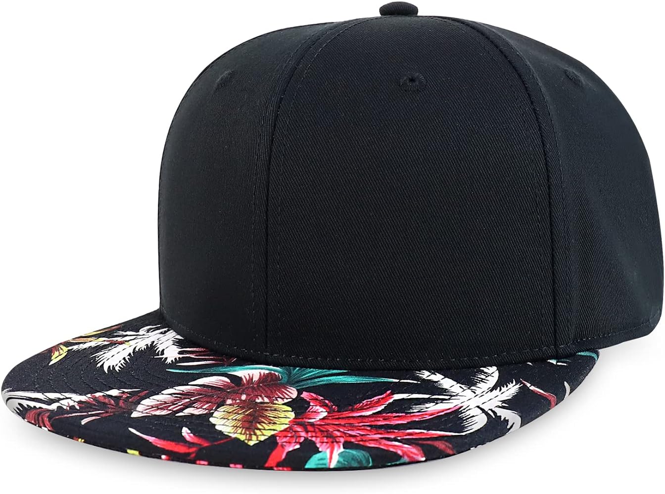 Hawaiian Hibiscus Floral Print Flat Bill Snapback Oversized 2XL Cap