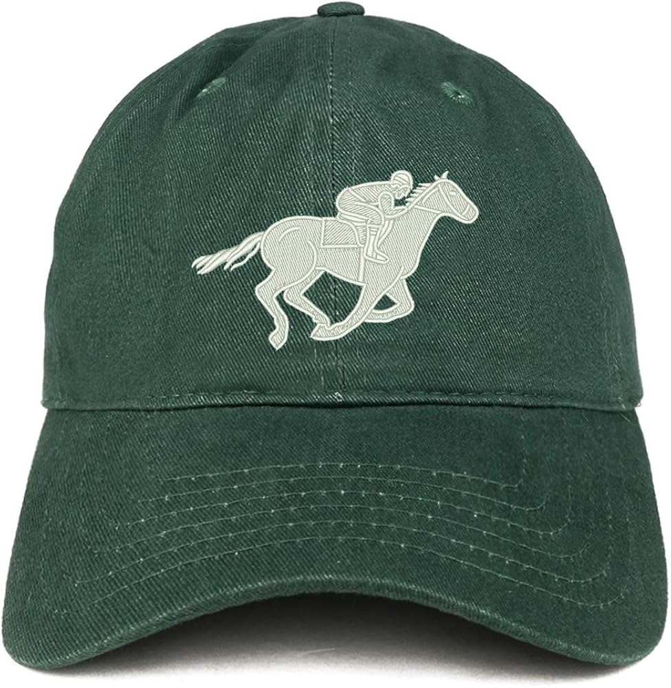 Trendy Apparel Shop Horse and Jockey Embroidered Unstructured Cotton Dad Hat