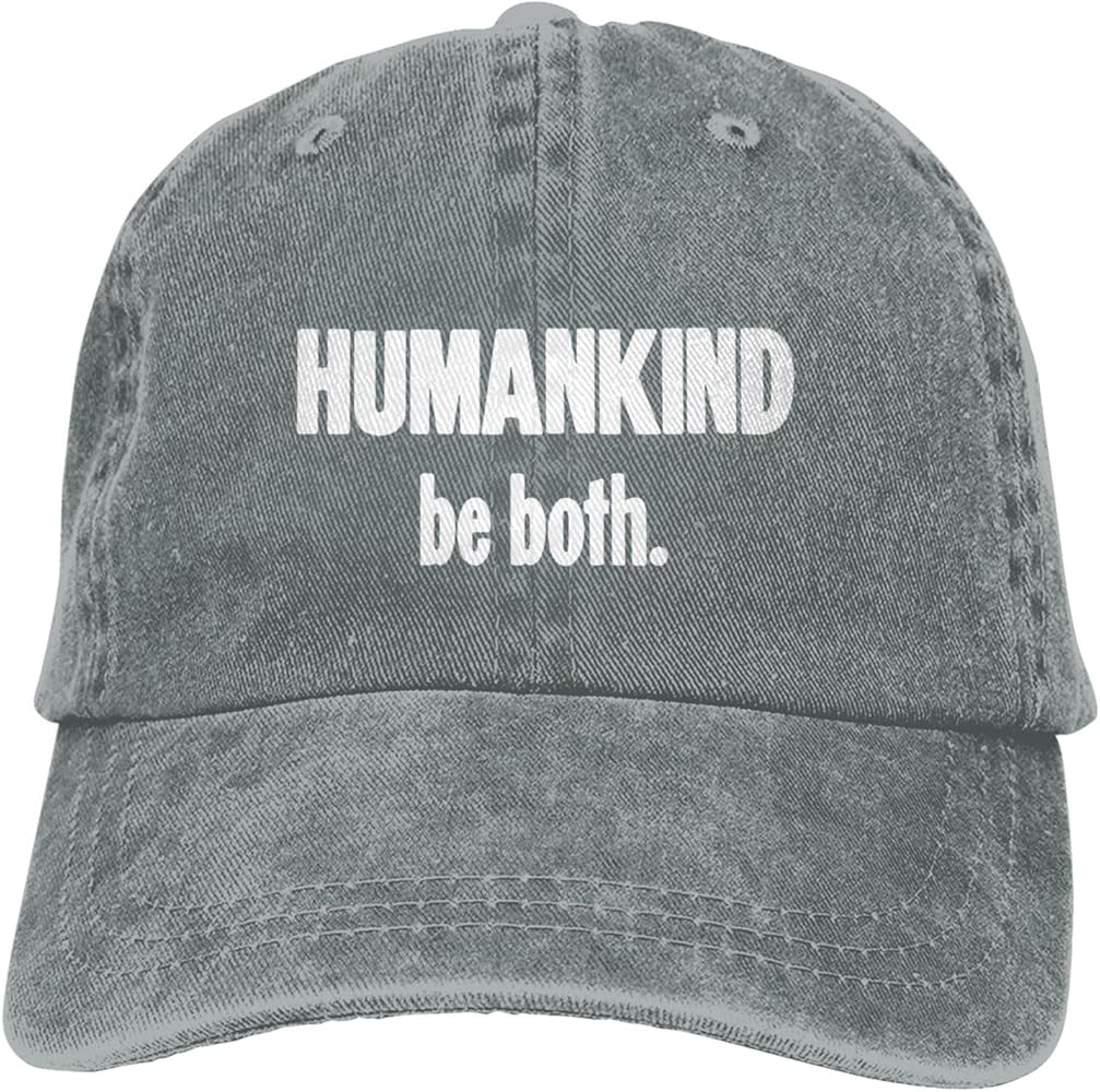 Human Kind Be Both Hat Black Baseball Cap for Men Women Adjustable Fashion Washed Cooton Dad Hats