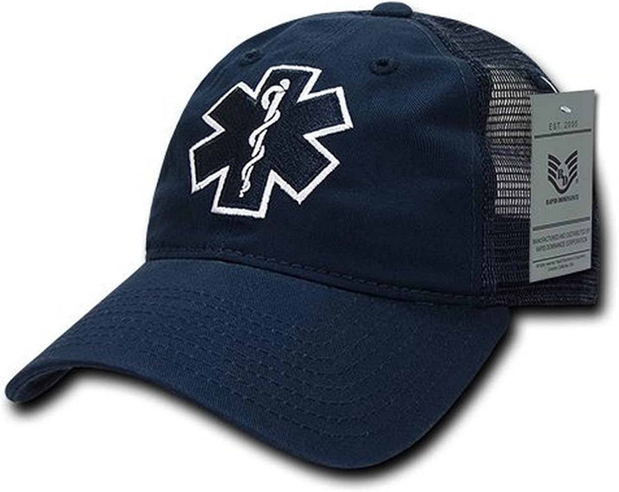 Rapiddominance EMT Cross Relaxed Trucker Caps, Navy