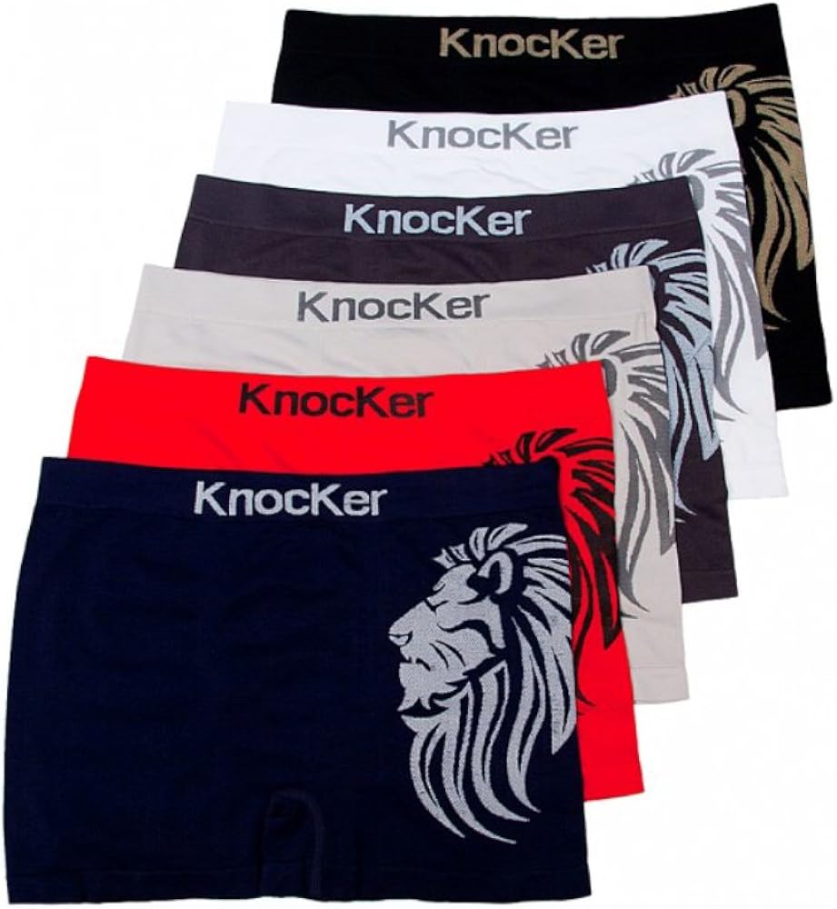 Knocker 6 pk Men`s Seamless Athletic Compression Boxer Briefs Underwear One Size