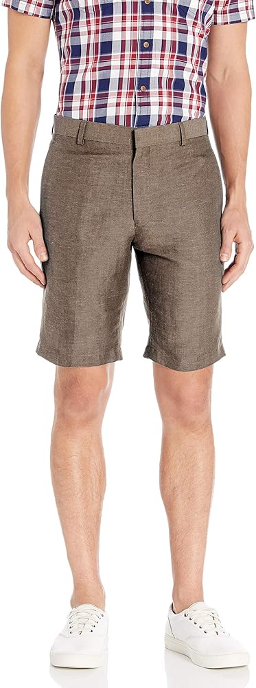 Louis Raphael Men's Slim Fit Flat Front Linen Blend Short