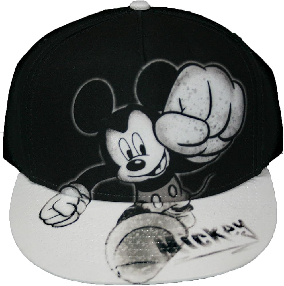 Disney Mickey Mouse Smash Flat Bill Mens' Baseball Hat, Gray, One Size