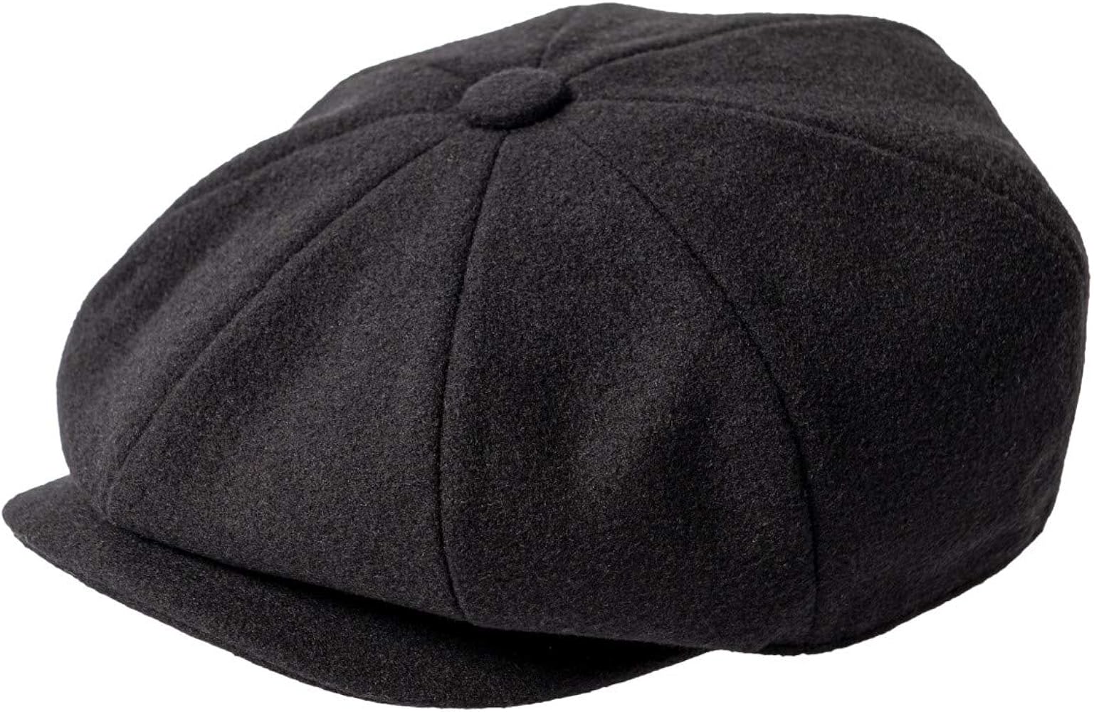 Men Wool Blend 8 Panel Newsboy Cap Tweed Cabbie Hat Snap Brim