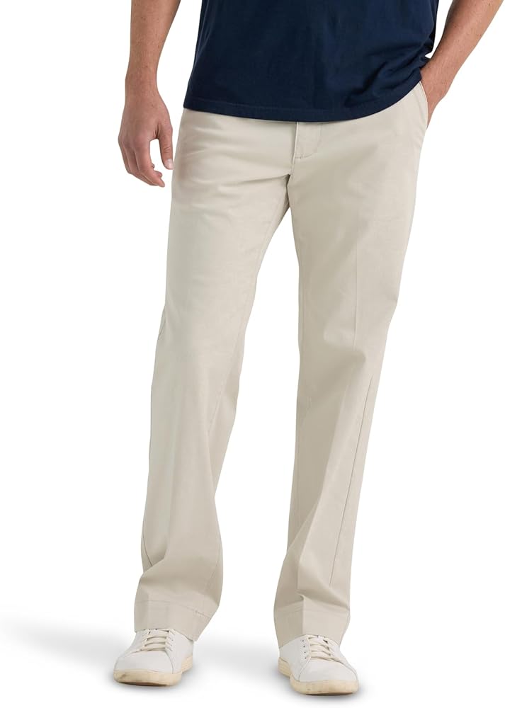 Lee Men's Extreme Motion Flat Front Regular Straight Pant, City Beige