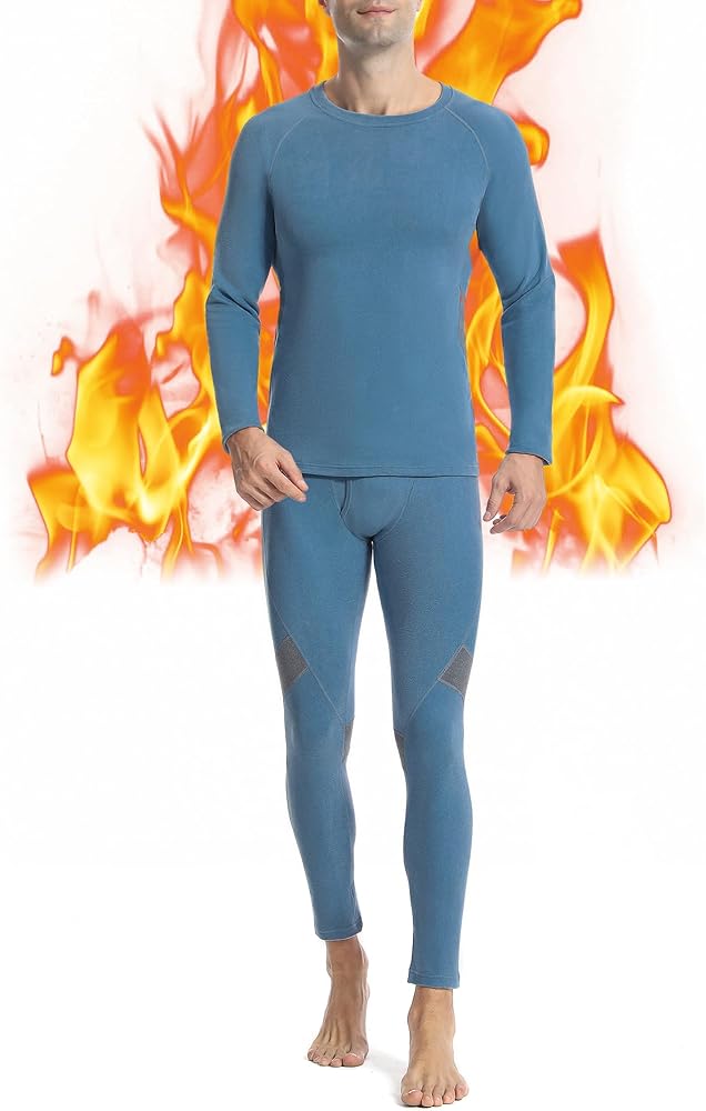 Runhit Mens Thermal Underwear Set：Fleece Lined Long Johns for Men Thermal Shirts and Pants Base Layer Cold Weather Thermals