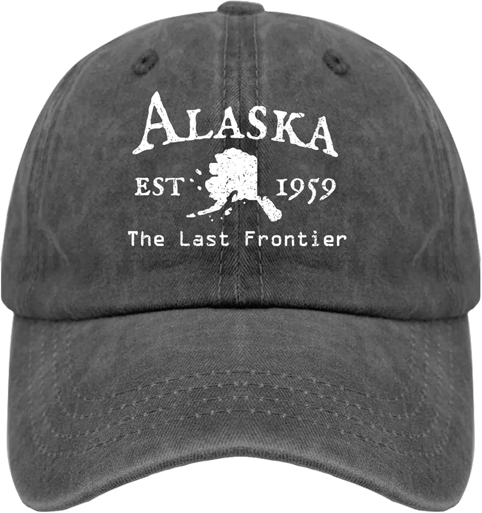 Alaska The Last Frontier Hats Hunting Hat Pigment Black Hats for Women Gifts for Men Golf Cap