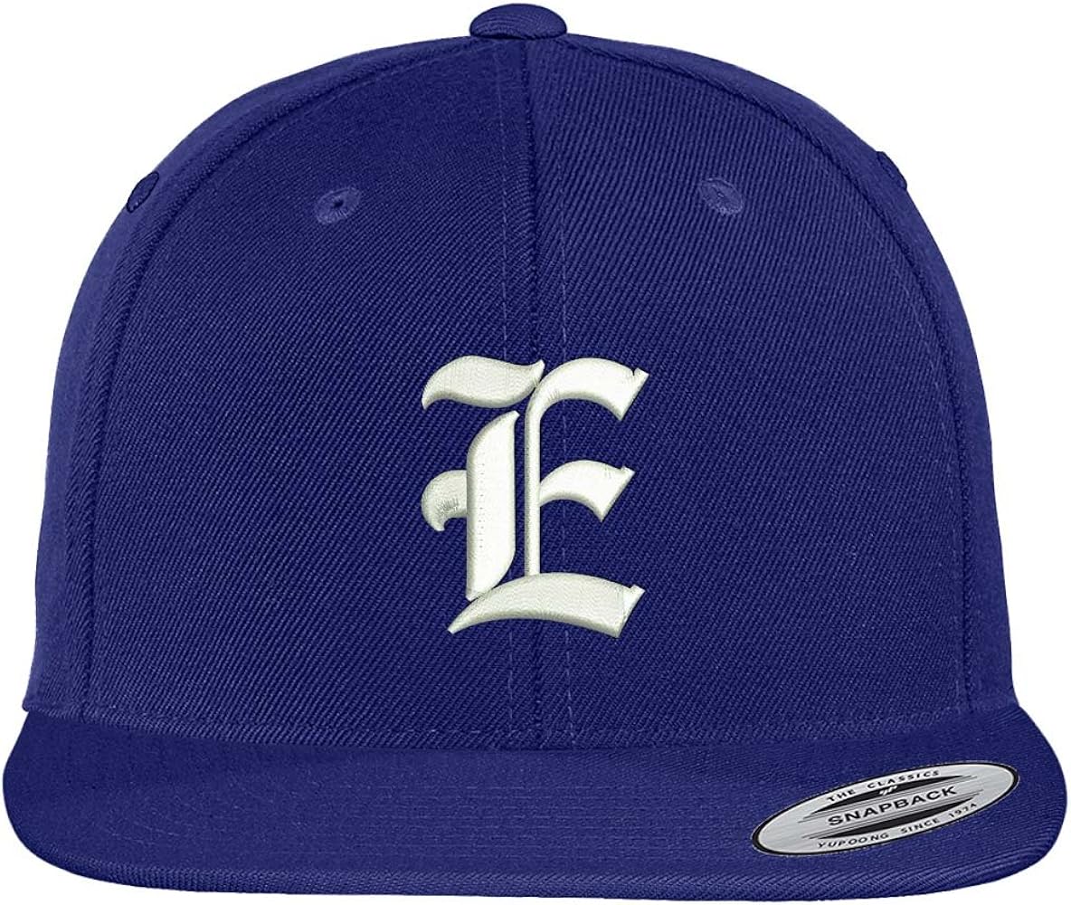 Trendy Apparel Shop Old English E Embroidered Flat Bill Snapback Cap