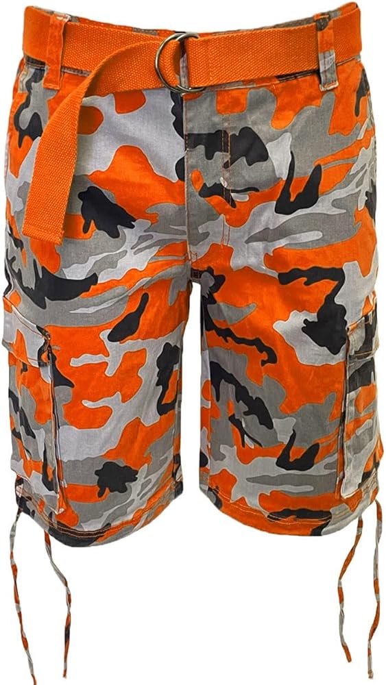 Mersenne Men's Belted Stretch Twill Camo Cargo Short