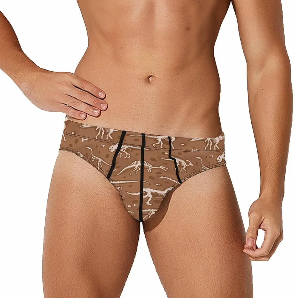 Dinosaur Bones Men's Underwear Briefs Breathable Underpants with Stretch Waistband