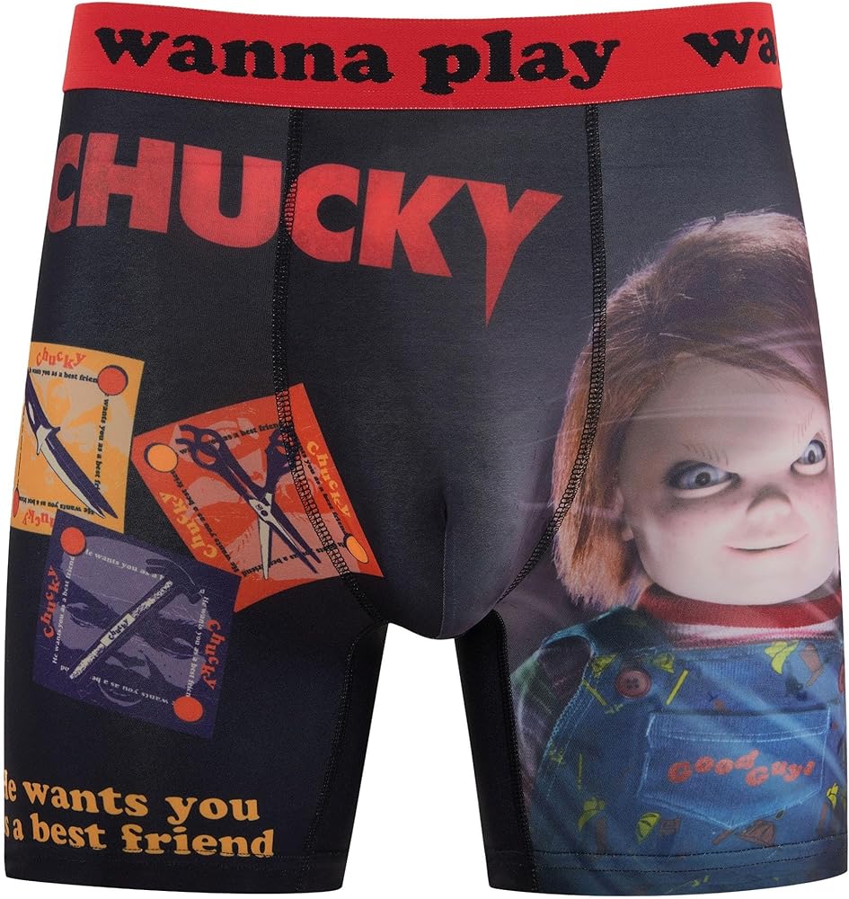 Chucky Men's Boxer Briefs - No Fly, Anti-Chafing Stitching, Comfort Shaped/Cotton Lined Crotch