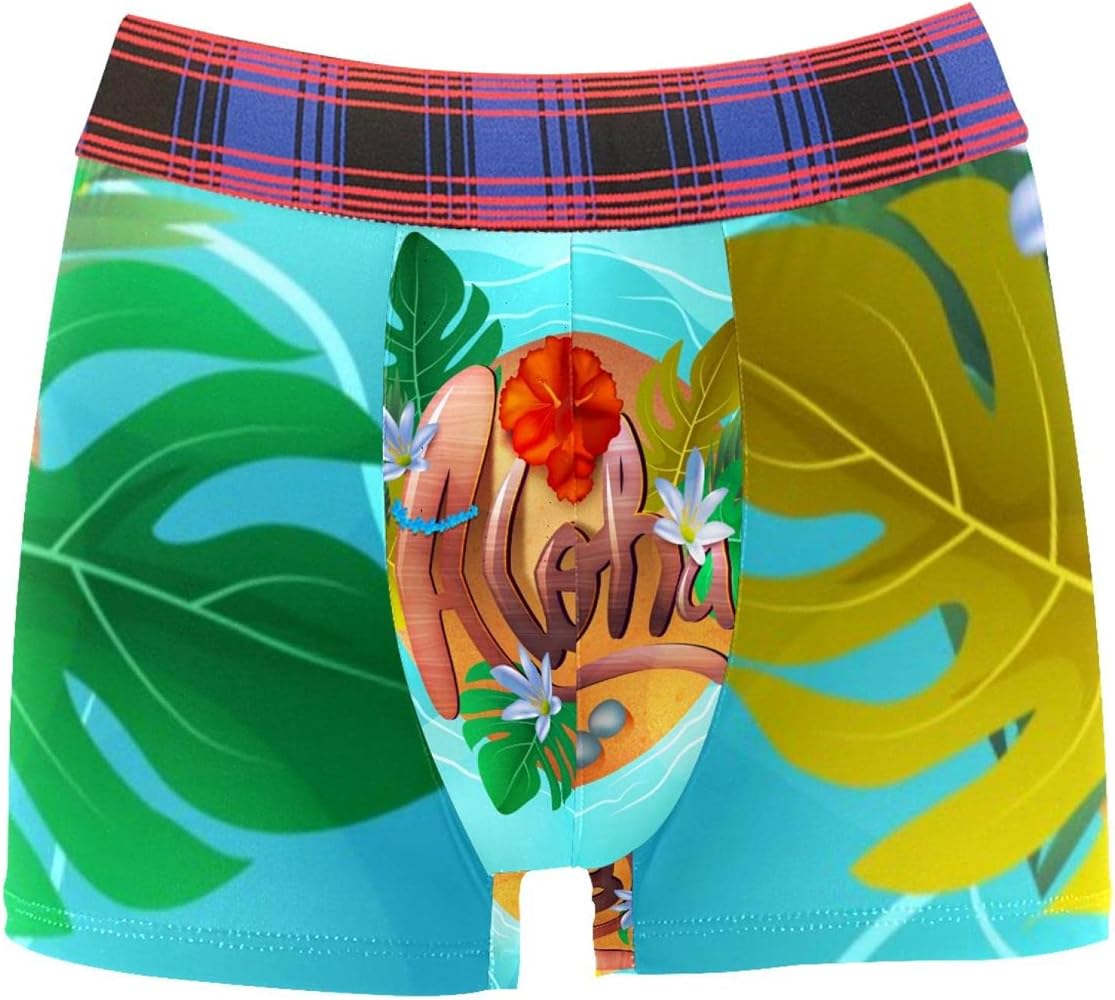 Boxer Briefs Hawaiian Aloha Men Underwear Short Leg Polyester Spandex