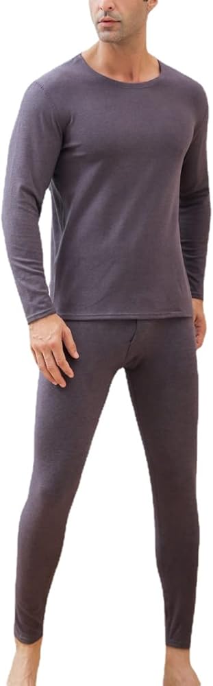 Men's autumn clothes and long trousers, threaded cotton thermal underwear, brushed cationic thermal suit