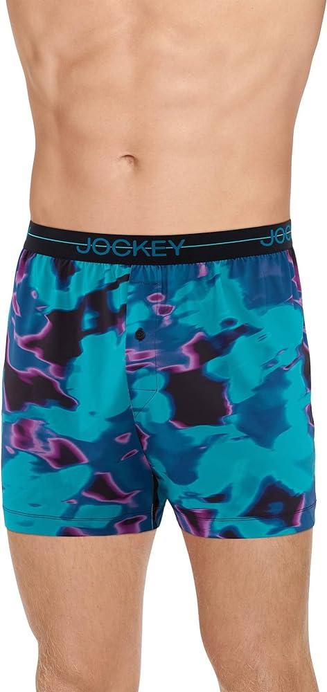 Jockey Men's Underwear Active Microfiber 4.5" Boxer, Blurred Floral, L