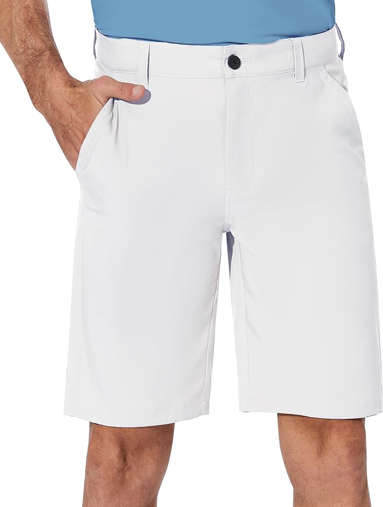 PULI Men's Stretch Golf Short Quick Dry Dress Casual Lightweight Flat Front 10" Summer Hybrid Shorts with Pockets