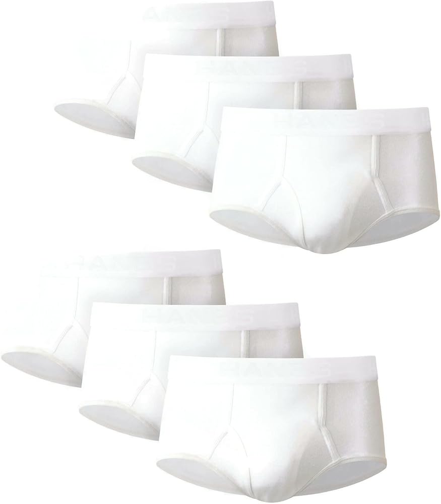 Hanes Mens Ultimate Big Cotton Briefs Underwear 6-Pack, 3XB, White