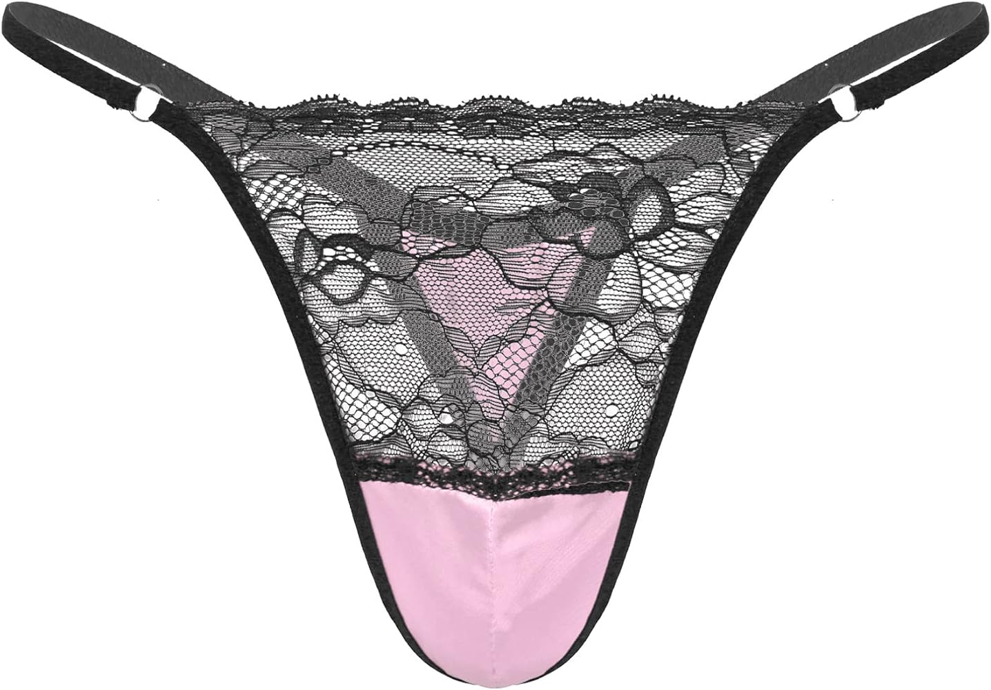 YiZYiF Men's Silk Satin Frilly Lace Openwork High Gloss Underwear Shiny Sissy Panties