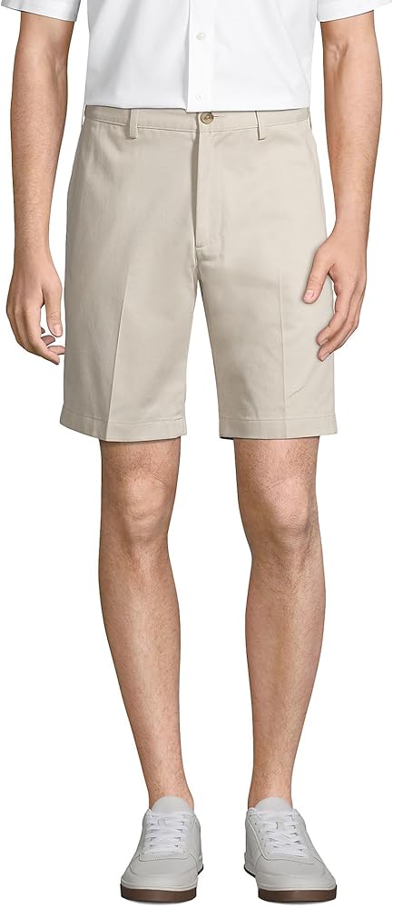 Lands' End Men s No Iron 9 Plain Front Comfort Waist Chino Shorts Light Stone Regular 34