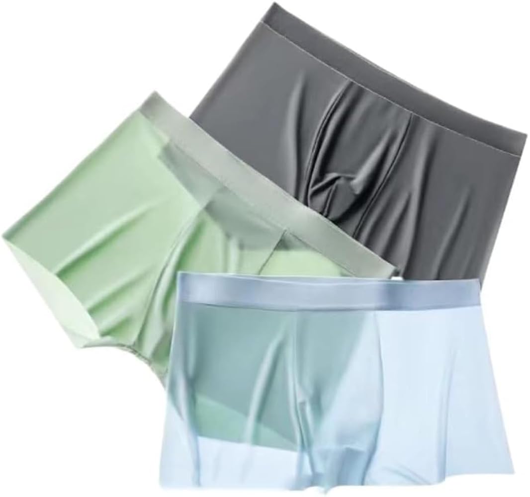 Mens Boxers Shorts Ice Silk, Men Panties Seamless Underwear Mesh Boxer Panties Male Ultra-thin Breathable Briefs