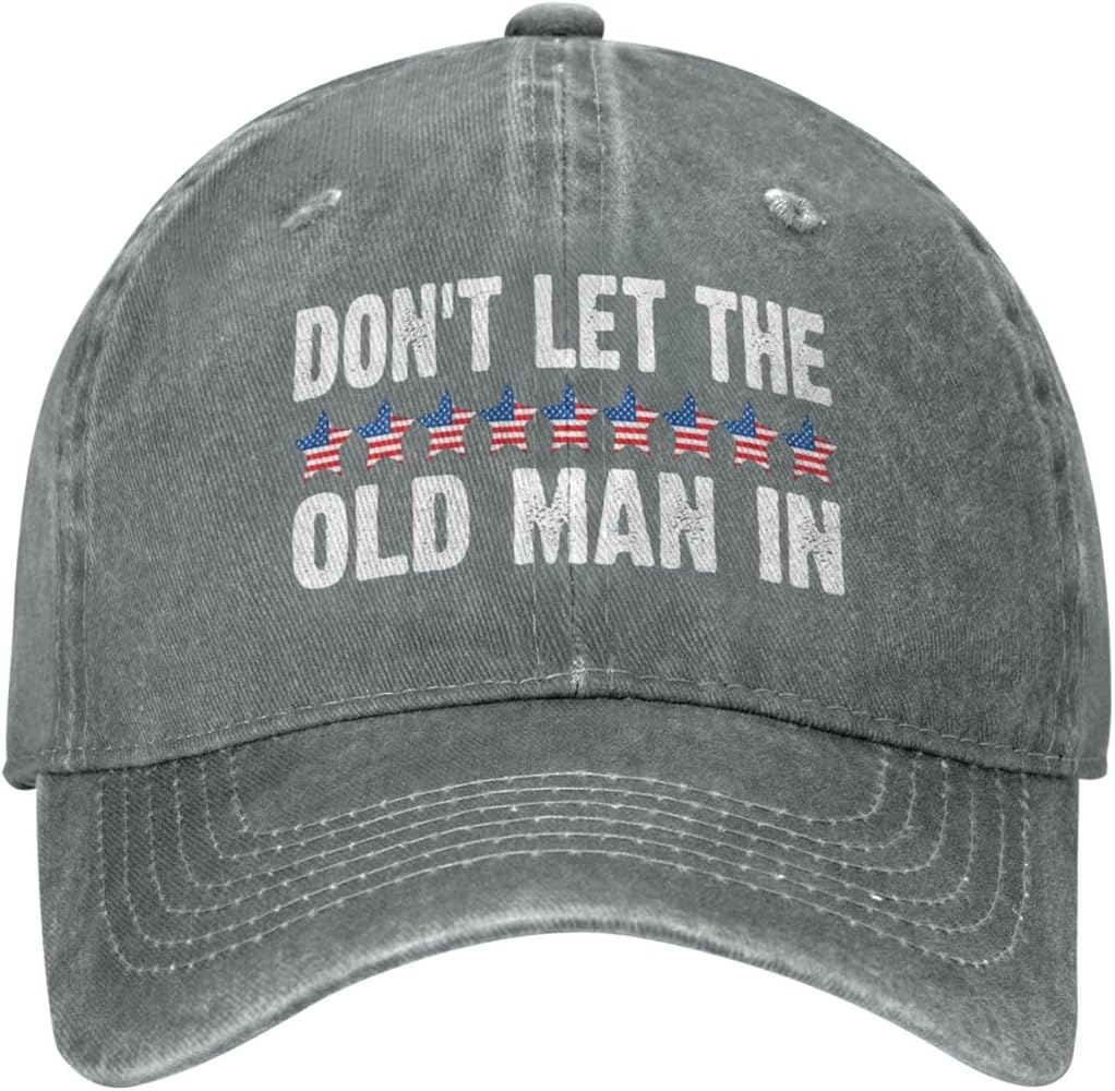 Don't let The Old Man in Vintage American Flag Hat Low Profile Caps Adjustable Strap for Men Women