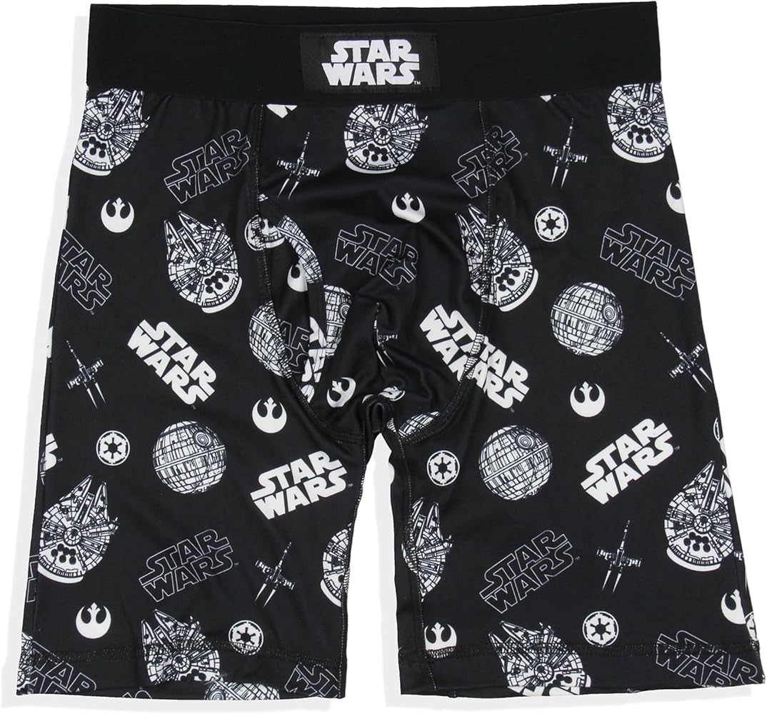 INTIMO Star Wars Mens' Death Star Millennium Falcon Tag-Free Boxers Underwear Boxer Briefs For Adults