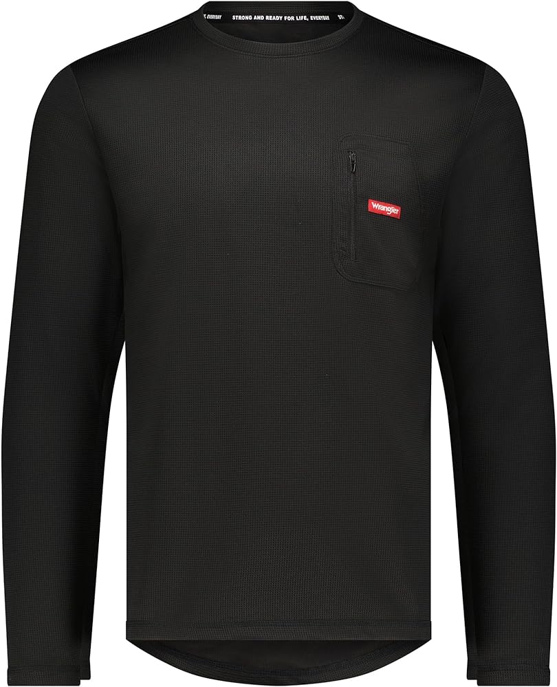 Wrangler - Mens Long Sleeve Thermal Shirt (Black) - Cold Weather Base Layer Shirts - Thermal Underwear for Men