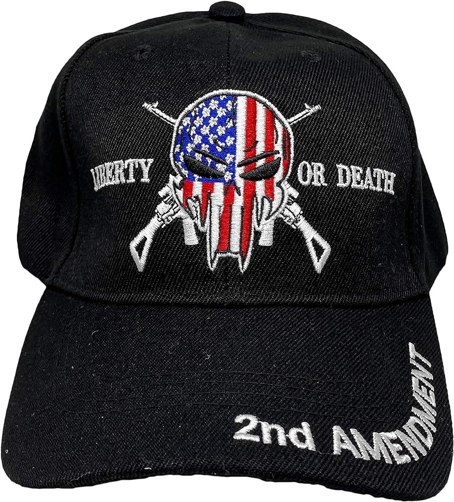 Liberty Or Death 2nd Amendment Patriotic Skull Embroidered Baseball Hat